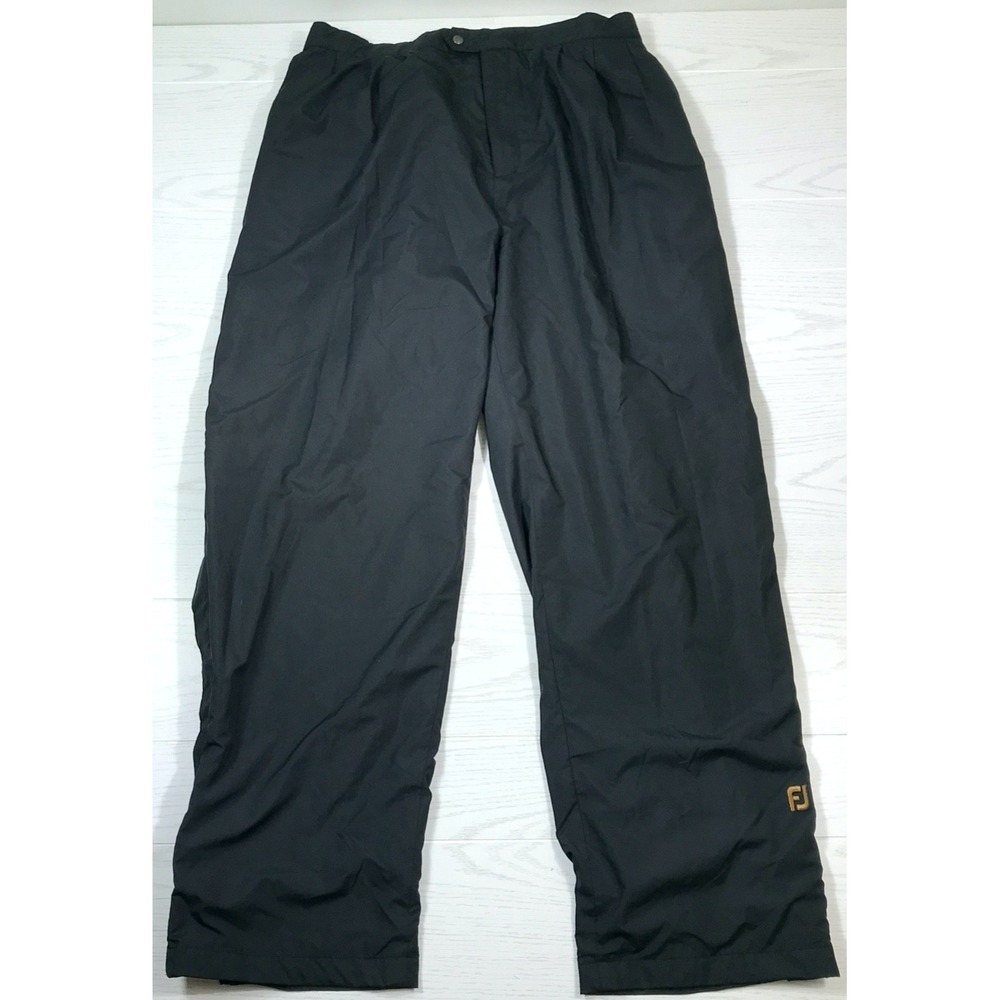 FootJoy DryJoys Lined Waterproof Golf Rain Pants Men XXL Black Side Zip Snap